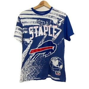 Buffalo Bills NFL Staple Royal Blue All Over Print Football TShirt Men's Medium